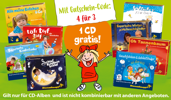 Super-Angebot: 4 Kinderlieder-Alben bestellen und nur 3 bezahlen